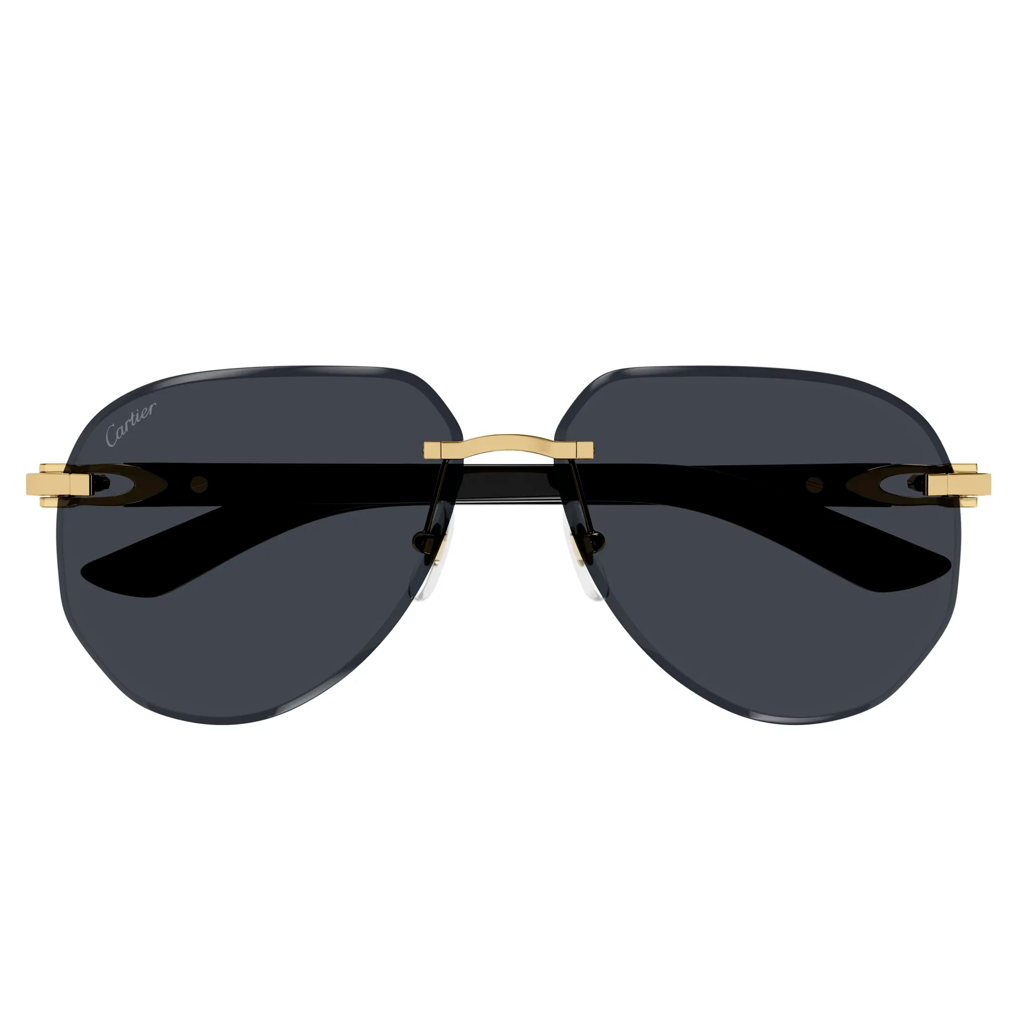 Cartier Eyewear CT0440S-001 Gold Grey Rimless Sunglasses